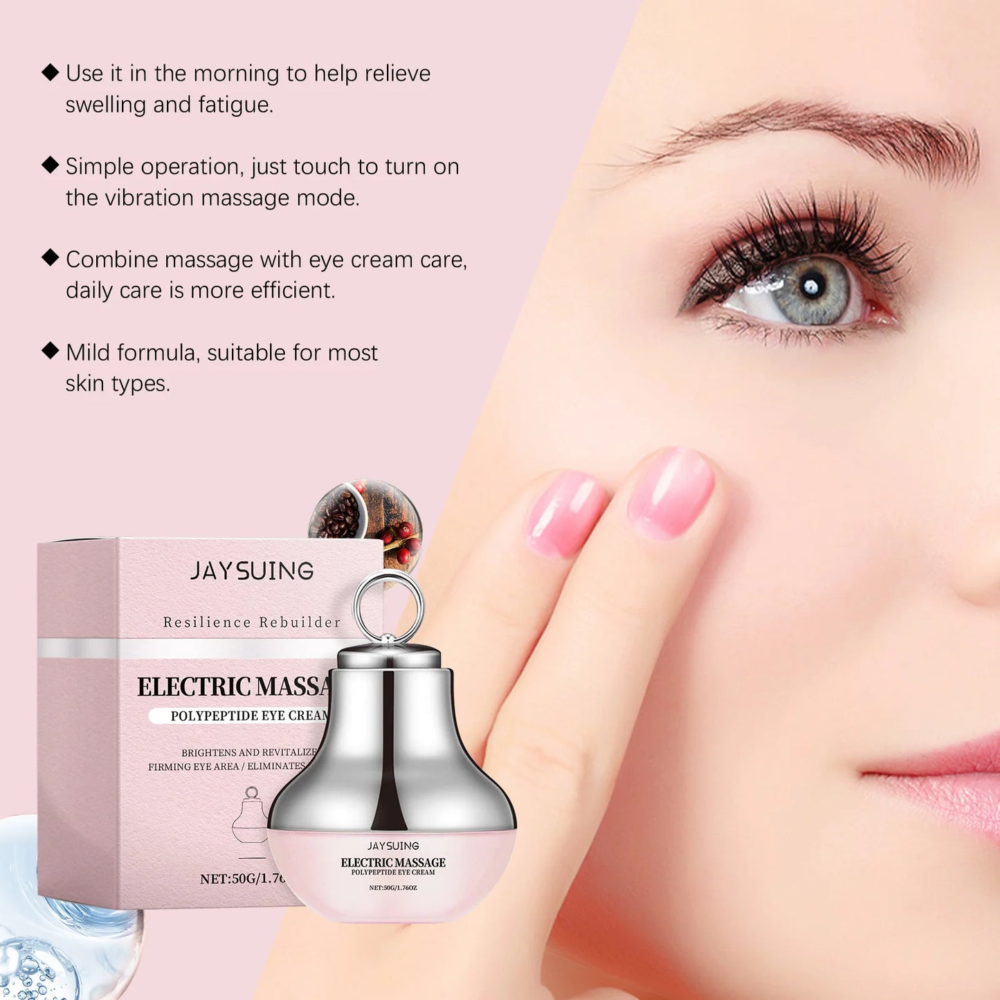 Electric Massage Eye Cream Firming Lifting Fine Line Relieve Tired Eye Gentle Vibration Anti-Wrinkle Moisturizing under Eye Care